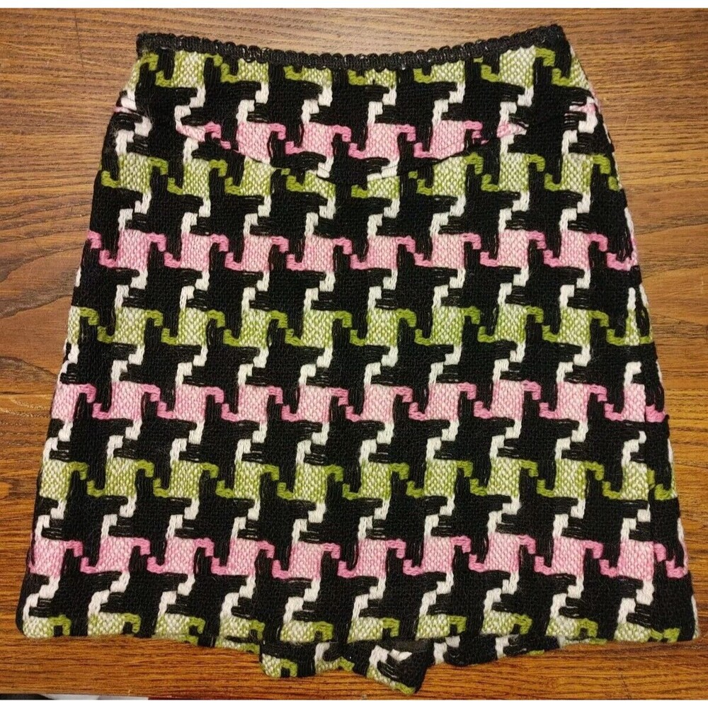 BOHO VTG MILLY of New York Embroidery Mod 70s Skirt Green Pink Black Mini Sz 2
